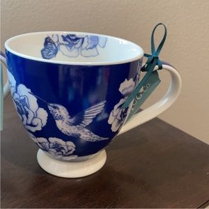 THE ENGLISH MUG CO FINE CHINA Floral Blue  COFFEE TEA MUG CUP ~ NEW